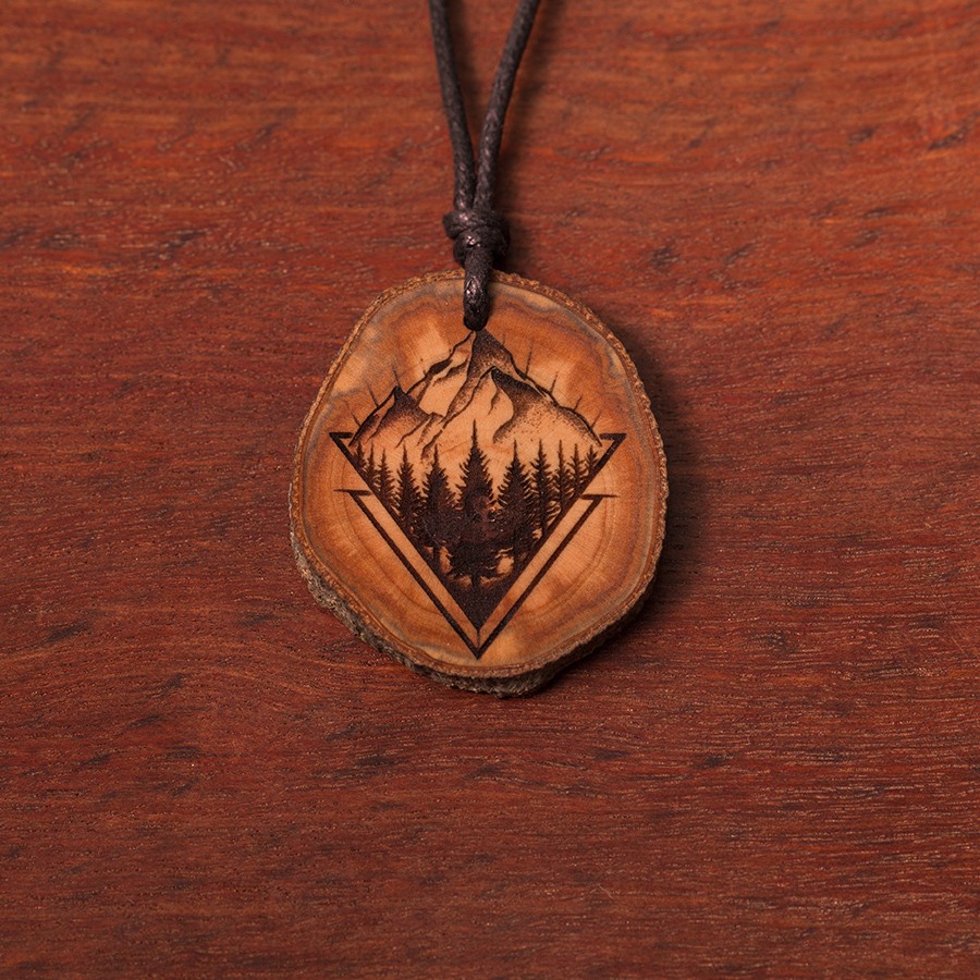 Holz-Halskette "Berge Natur" groß