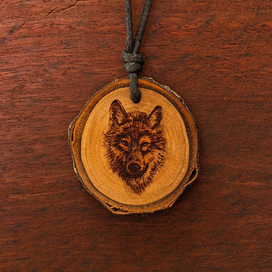 Holz-Halskette "Wolf 2" groß