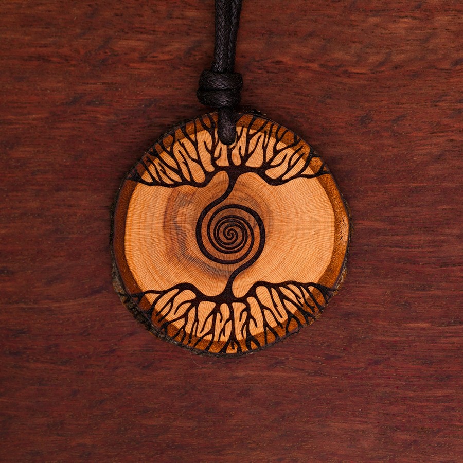 Holz-Halskette "Baumspirale" groß